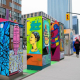 Decorated electrical boxes in Toronto showcasing vibrant public art.