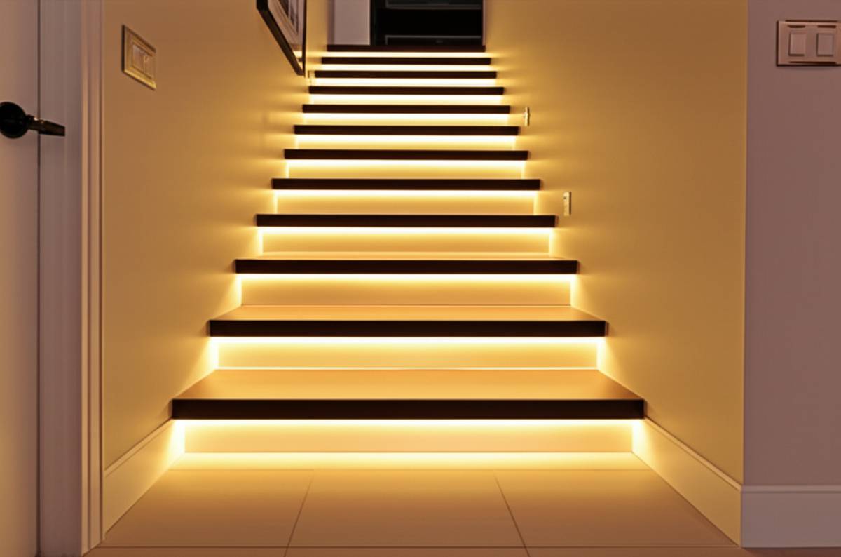 Motion Sensor Stair Lights installed by PowerSol in Toronto