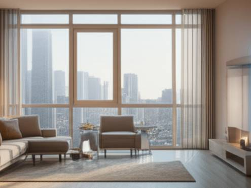 Smart home Toronto 2025: futuristic apartment interior with advanced tech.