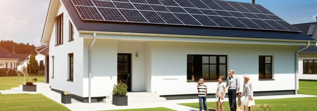 Smart home in Keswick with PowerSol solar panels and happy family.
