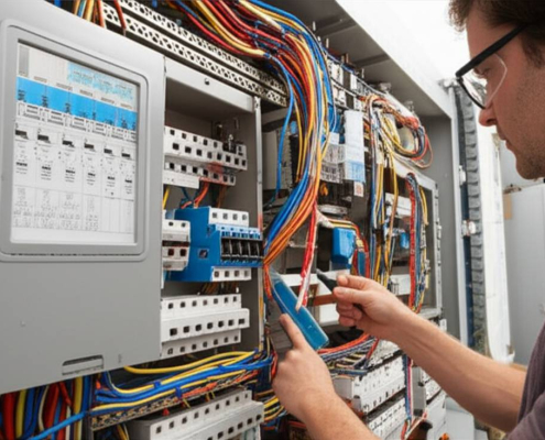 Keswick electrical panel upgrade: Before messy wires, after clean & safe install.