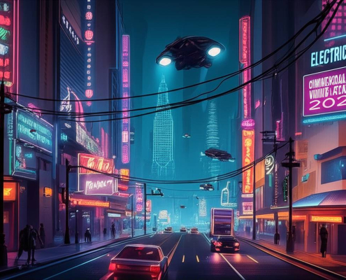 GTA-style futuristic cityscape: Commercial wiring trends 2026 in Toronto.