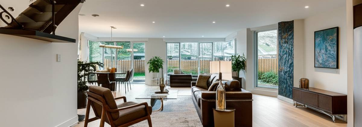 Modern Toronto home interior with energy-efficient low voltage lighting.