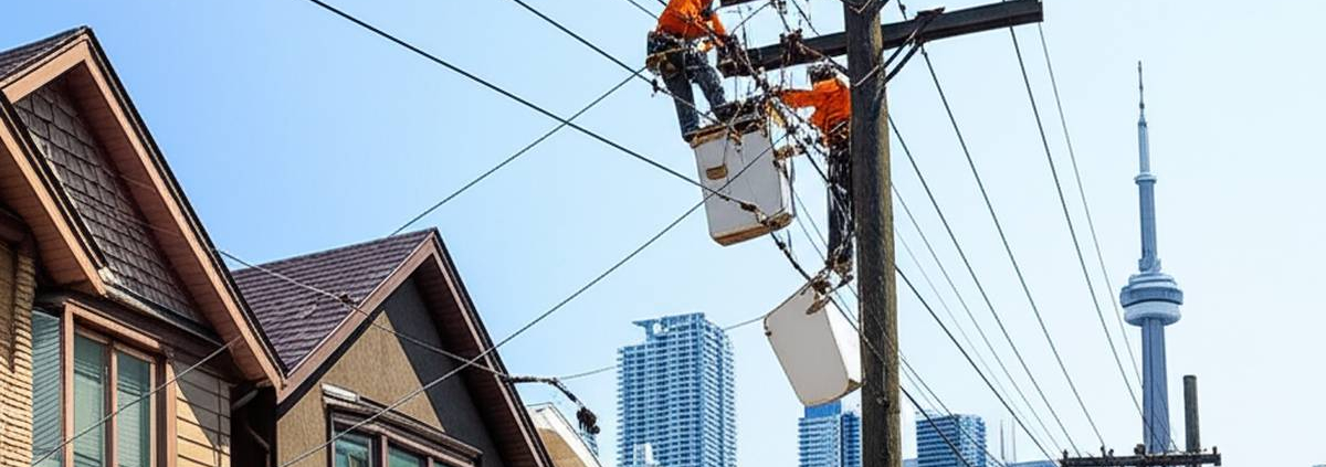 Toronto low voltage upgrade: PowerSol ensures reliable power for homes & businesses. CN Tower in background.