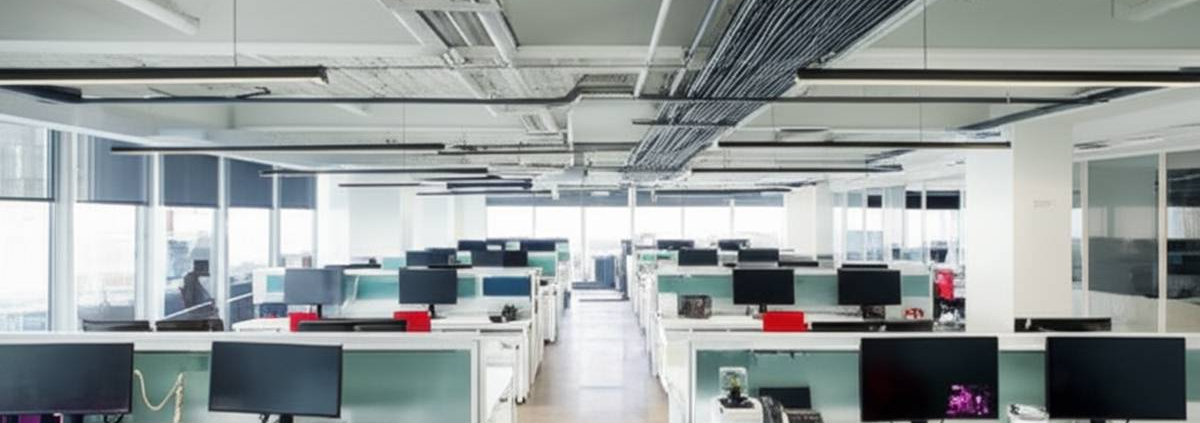 Modern Toronto office with low voltage wiring, energy efficient smart technology.