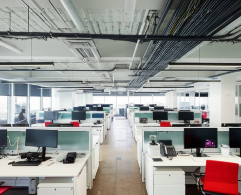 Modern Toronto office with low voltage wiring, energy efficient smart technology.