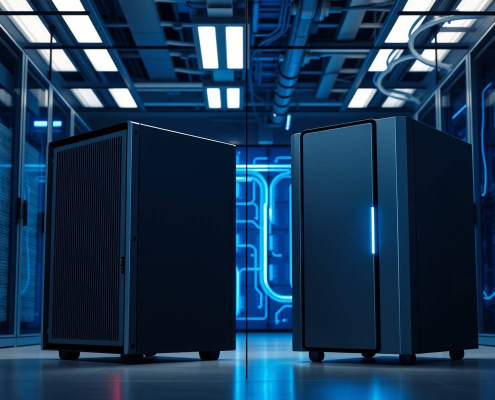 Traditional vs. modern UPS comparison for data centers, showcasing powersol's reliable power solutions for low voltage systems.