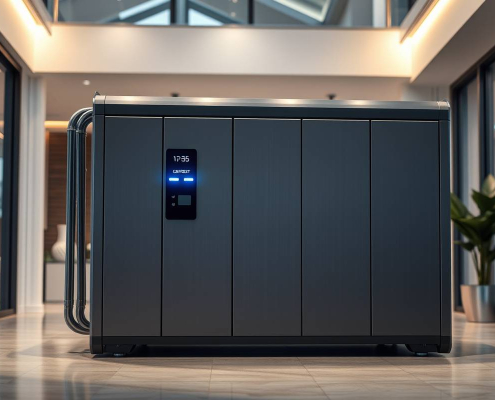 Sleek powersol home solar battery system in a modern smart home, providing advanced residential power solutions for GTA urban environments.