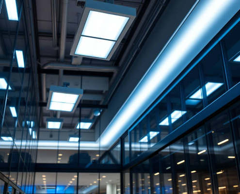 Powersol smart LED lighting system in a sleek Toronto architectural interior, perfect for energy-efficient winter comfort.