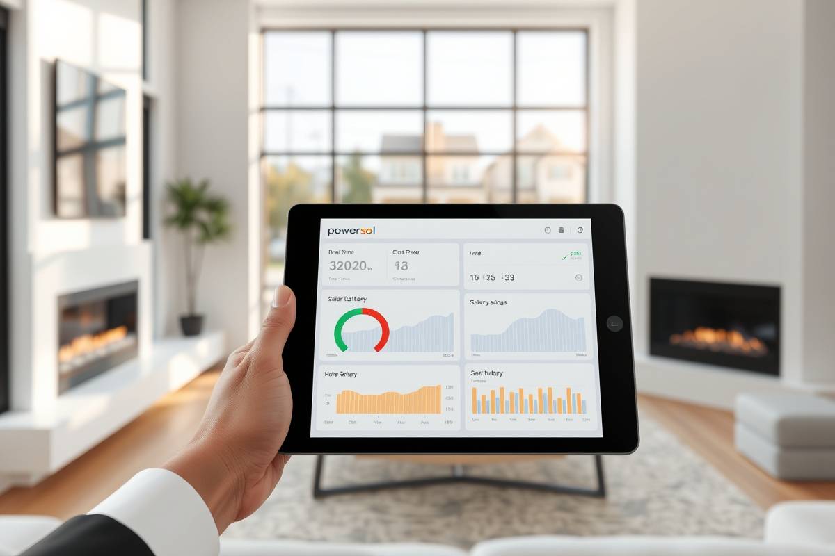 A modern home with smart energy monitoring systems displayed on a tablet, showcasing real-time data and energy savings in Toronto.