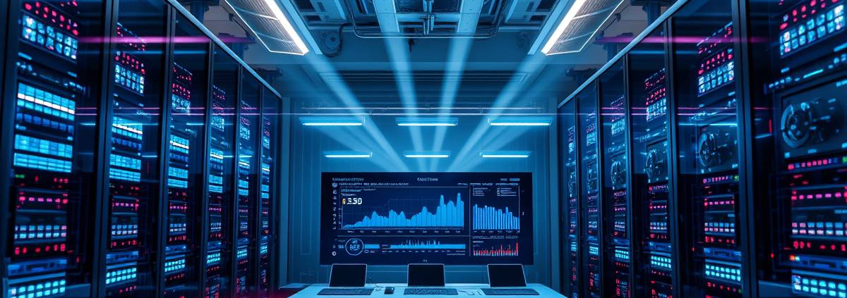 PowerSol AI energy command center with real-time analytics on curved displays in a high-tech facility.