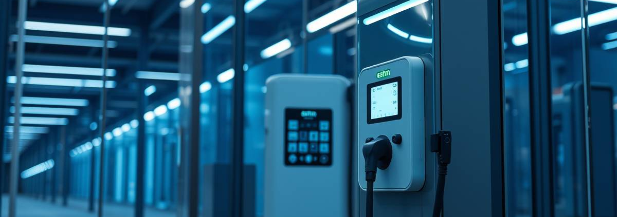 Modern EV charger with Eaton smart breakers installed by PowerSol in the GTA