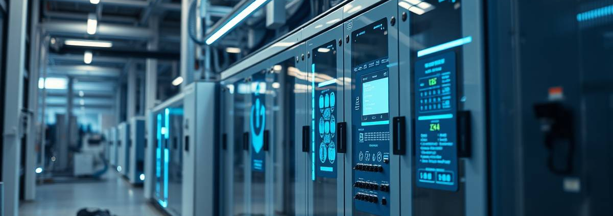 PowerSol's AI-powered smart electrical panel in sleek industrial setting