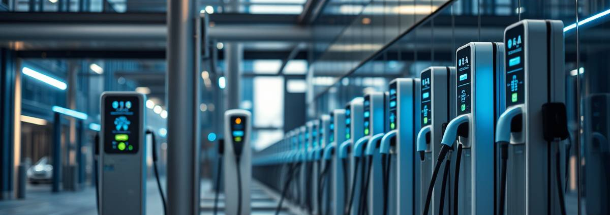 PowerSol smart EV charging stations with advanced load management technology in urban setting