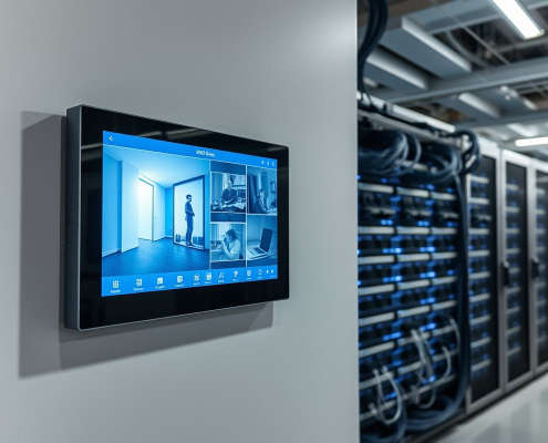 PowerSol provides modern smart home solutions, debunking common Smart Home Myths with this sleek control panel managing lighting and security.