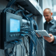 PowerSol provides expert professional smart home installation services in Toronto, showing a neatly wired control panel with low-voltage cables.