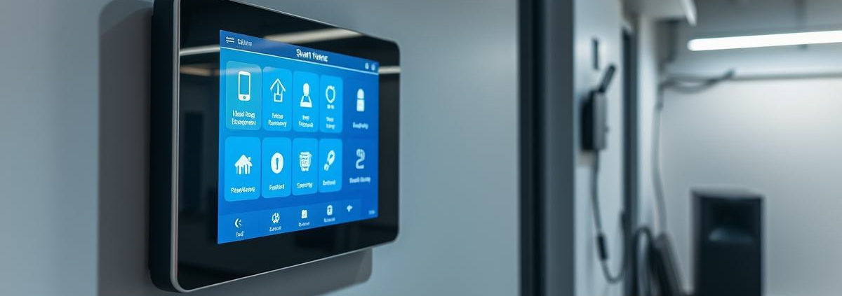 PowerSol provides advanced smart home features, with this sleek control panel managing integrated lighting, temperature, and security systems.