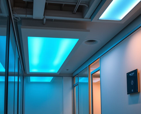 Modern Toronto office showcasing PowerSol's smart lighting trends Toronto 2026 with circadian rhythm technology.