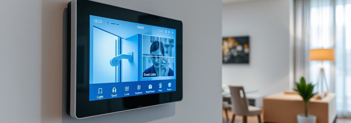 Sleek smart home setup for busy families by PowerSol, featuring integrated control panel, smart lighting, locks, and CCTV.